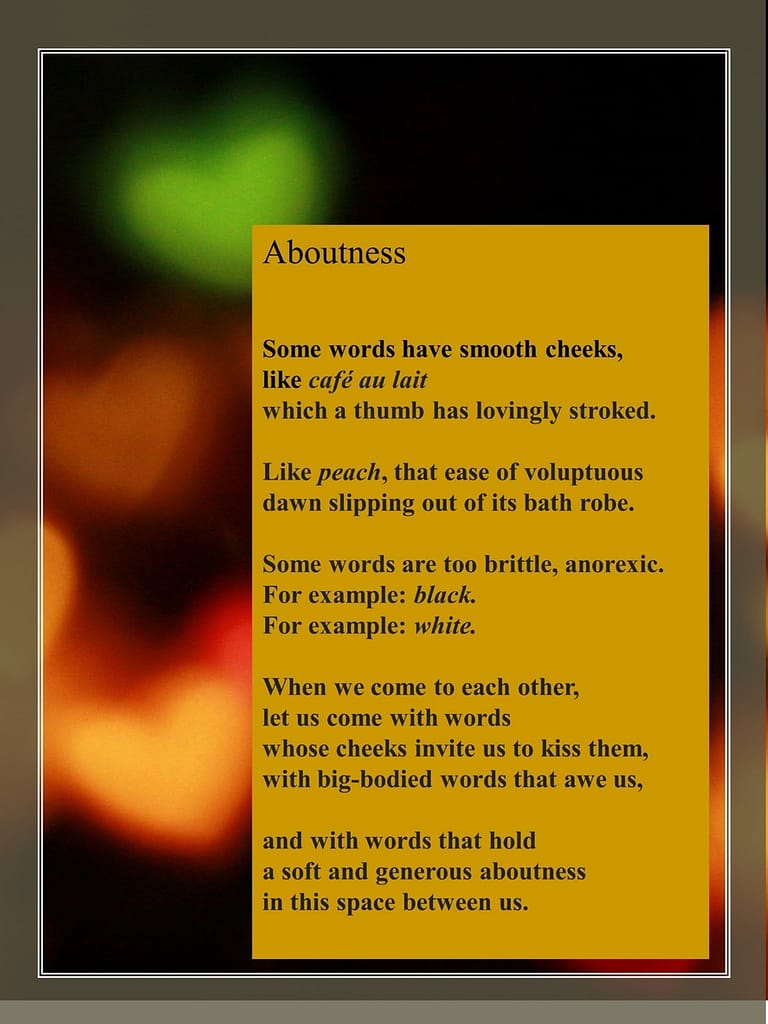 Copy of Aboutness poem by Shutta Crum.